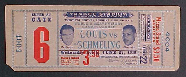 Image result for Joe Louis Boxing Ticket